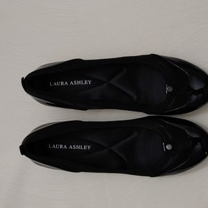 Laura Ashley Black Patent and Fabric Ballet Flats